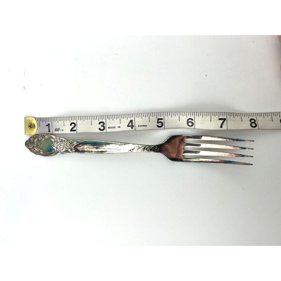 Vtg ONEIDA Silversmiths Silverplate DINNER FORK Rose Floral Ballad Country Lane - Picture 8 of 11